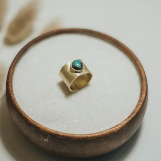 CF. Nile Solid Brass Ring With Turq.